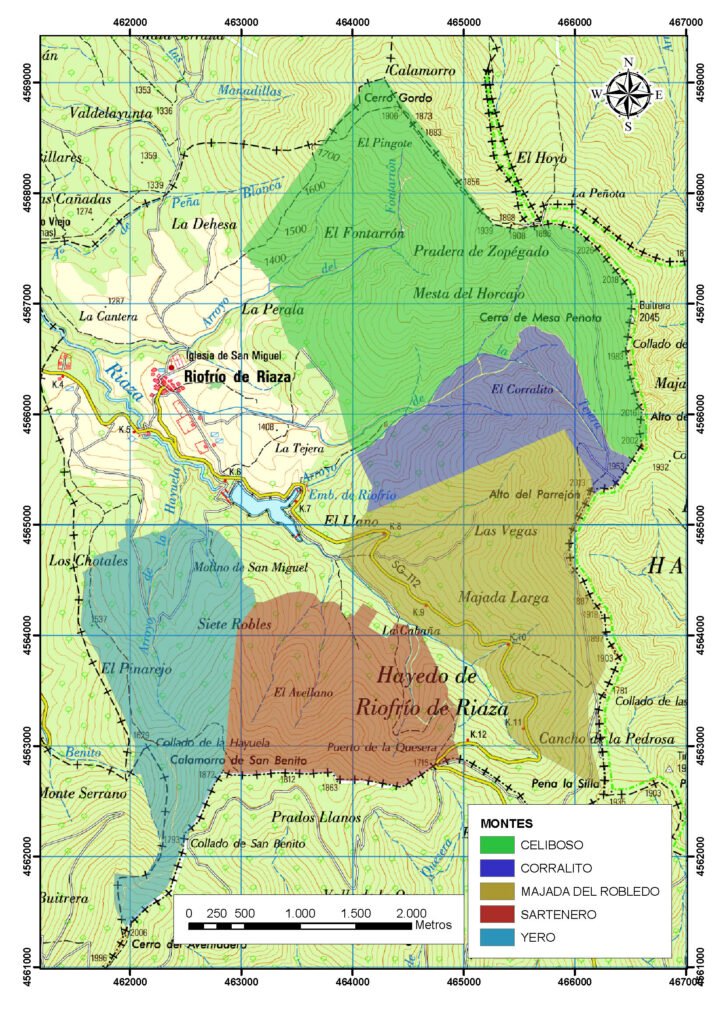 Mapa de la comunidad de bienes de Corralito, Celiboso, Sartenero Yero y Majada Robledo